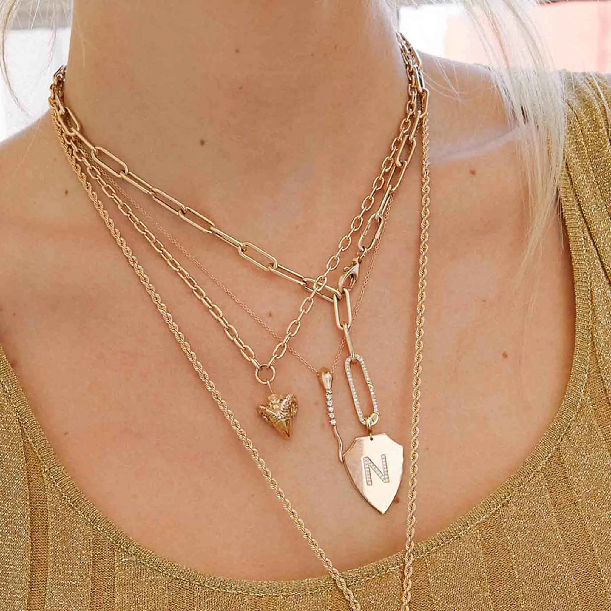 14k Gold Large Paperclip Chain Oval Enhancer Necklace sold by Zoe Chicco product image thumbnail 2