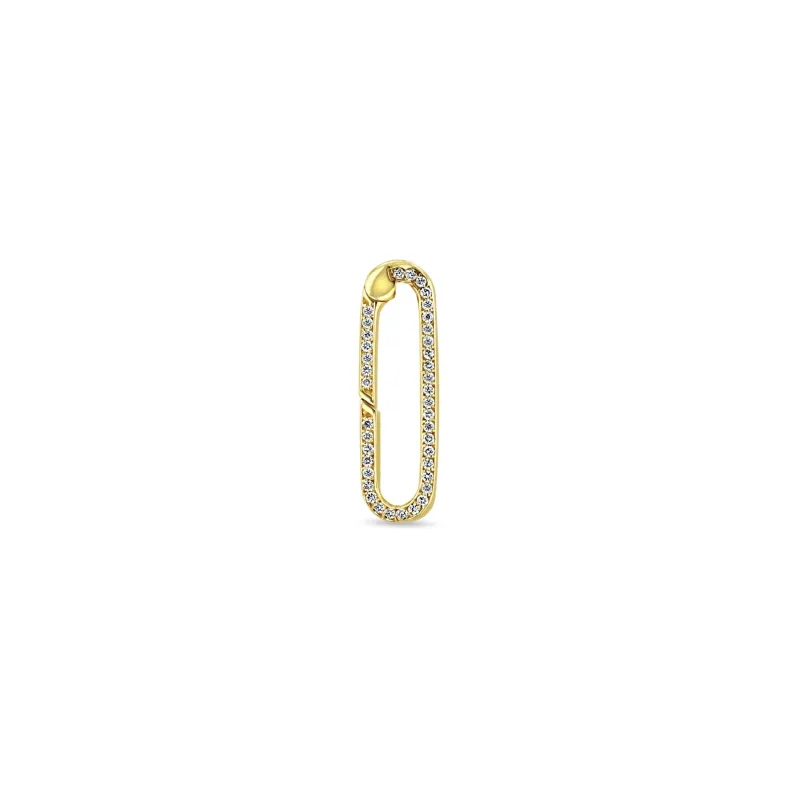 14k Gold Large Pavé Diamond Oval Push Lock Enhancer sold by Zoe Chicco