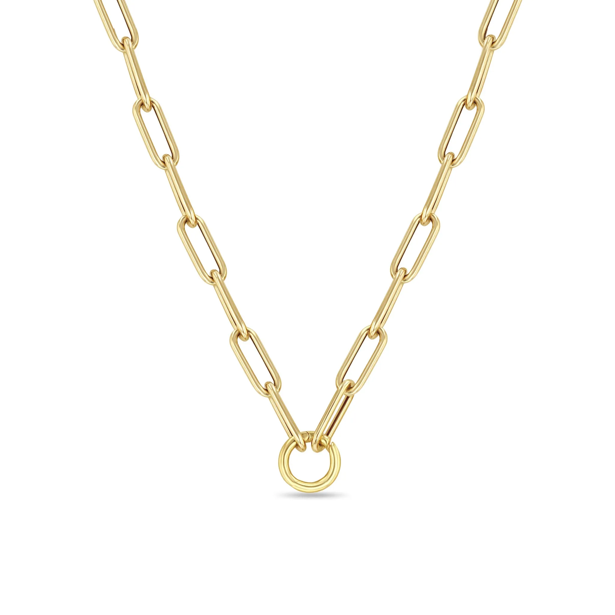 14k Gold Large Paperclip Chain Round Enhancer Necklace sold by Zoe Chicco