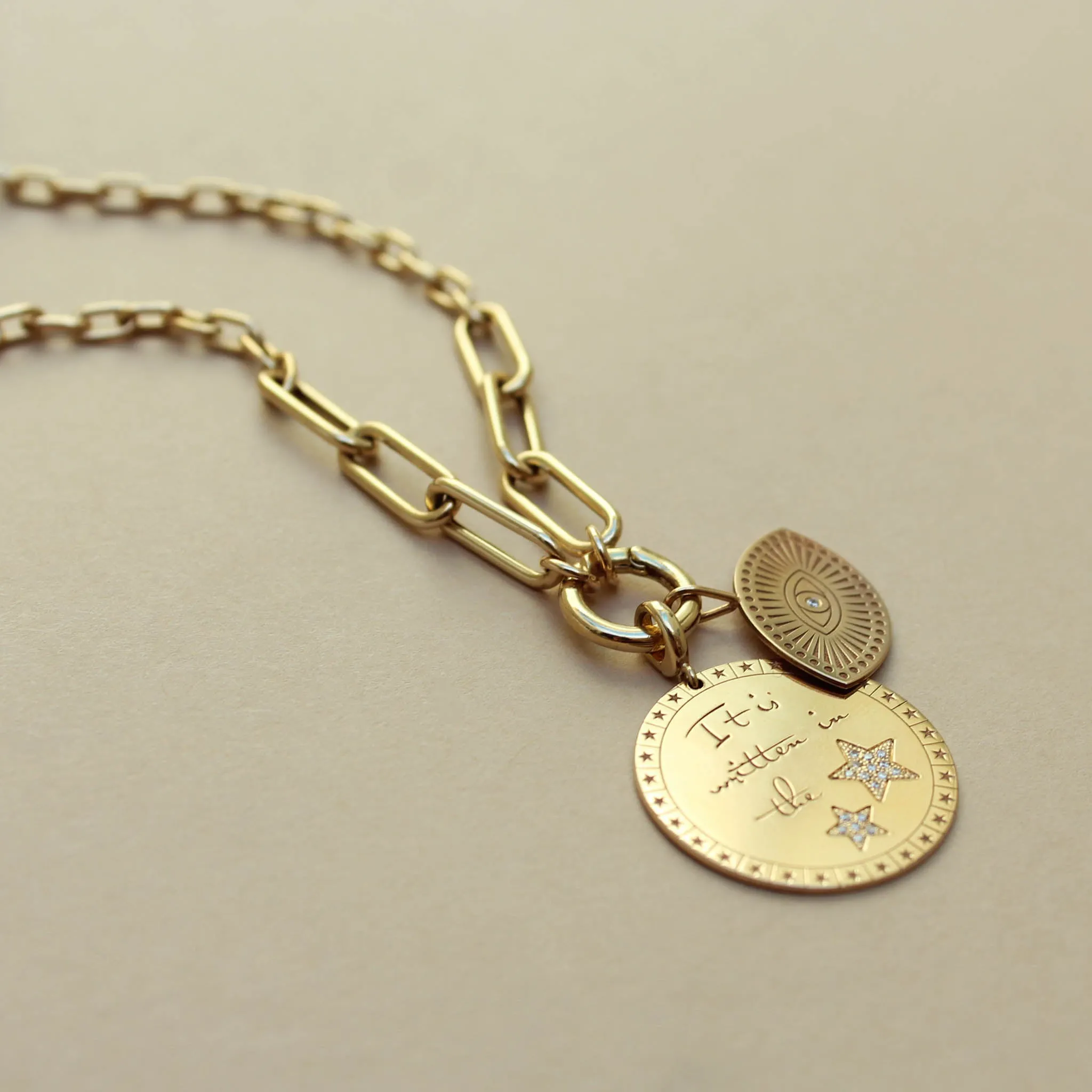 14k Gold Mixed Medium Square Oval & Large Paperclip Chain Round Enhancer Necklace sold by Zoe Chicco product image thumbnail 3