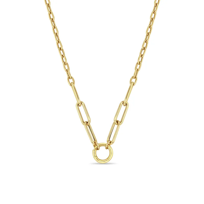 14k Gold Mixed Medium Square Oval & Large Paperclip Chain Round Enhancer Necklace sold by Zoe Chicco