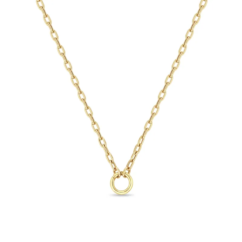 14k Gold Medium Square Oval Chain Round Enhancer Necklace sold by Zoe Chicco