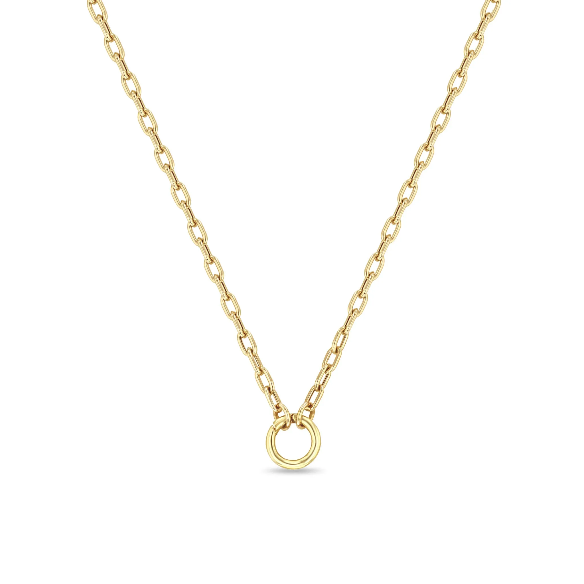 14k Gold Medium Square Oval Chain Round Enhancer Necklace sold by Zoe Chicco