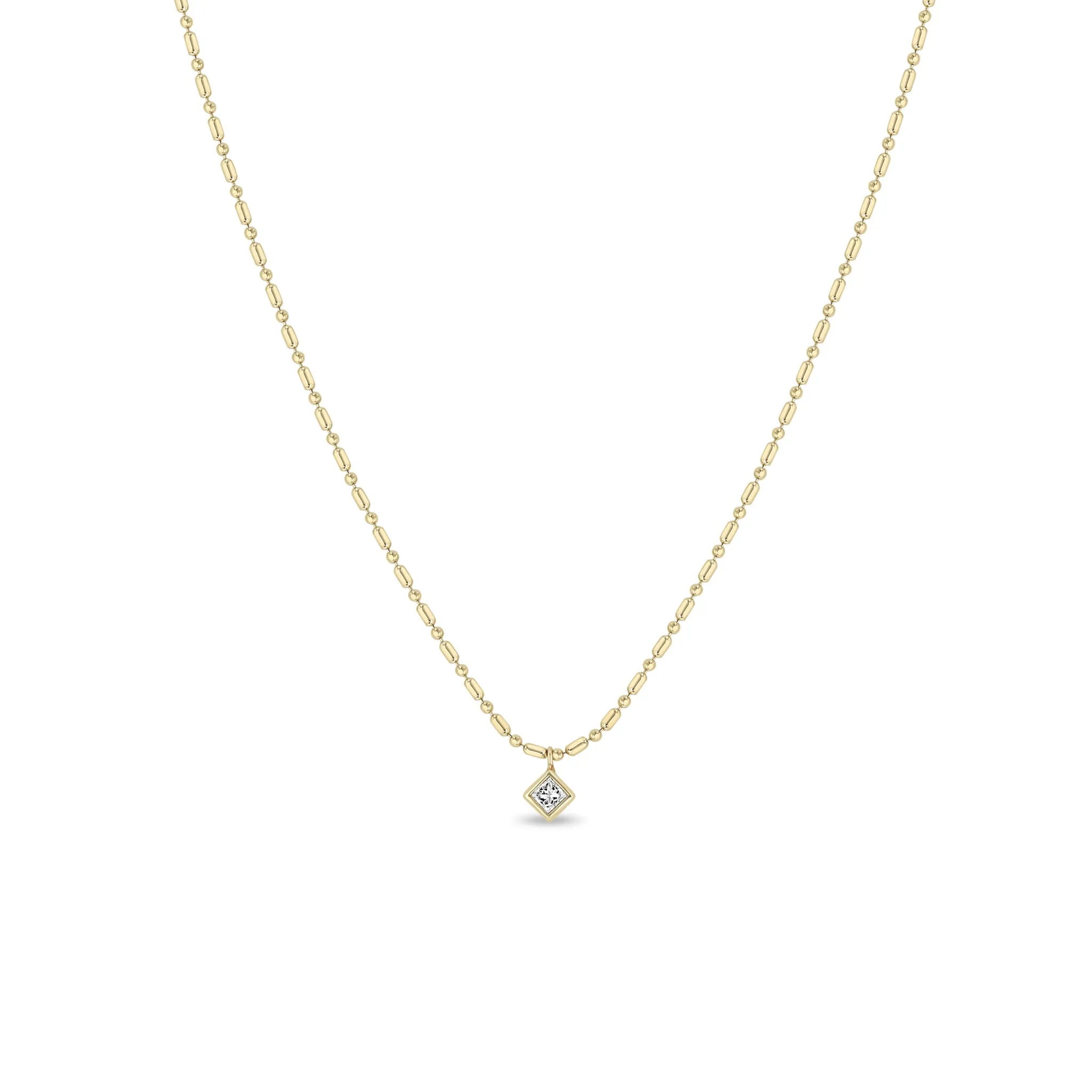 14k Princess Diamond Tube Bar Chain Necklace sold by Zoe Chicco