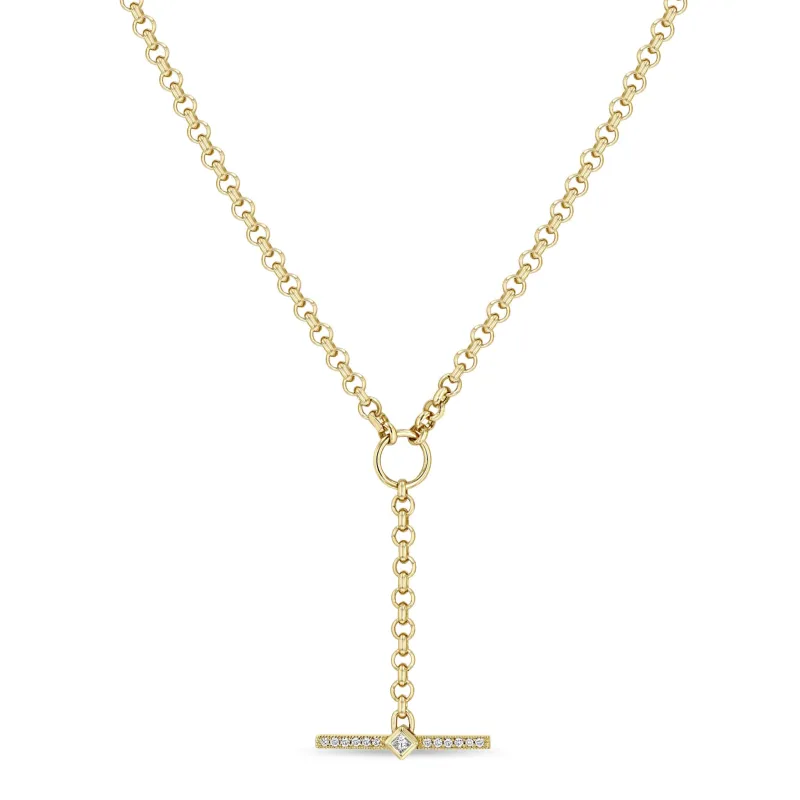 14k Princess Diamond & Diamond Bar Toggle Lariat Necklace sold by Zoe Chicco