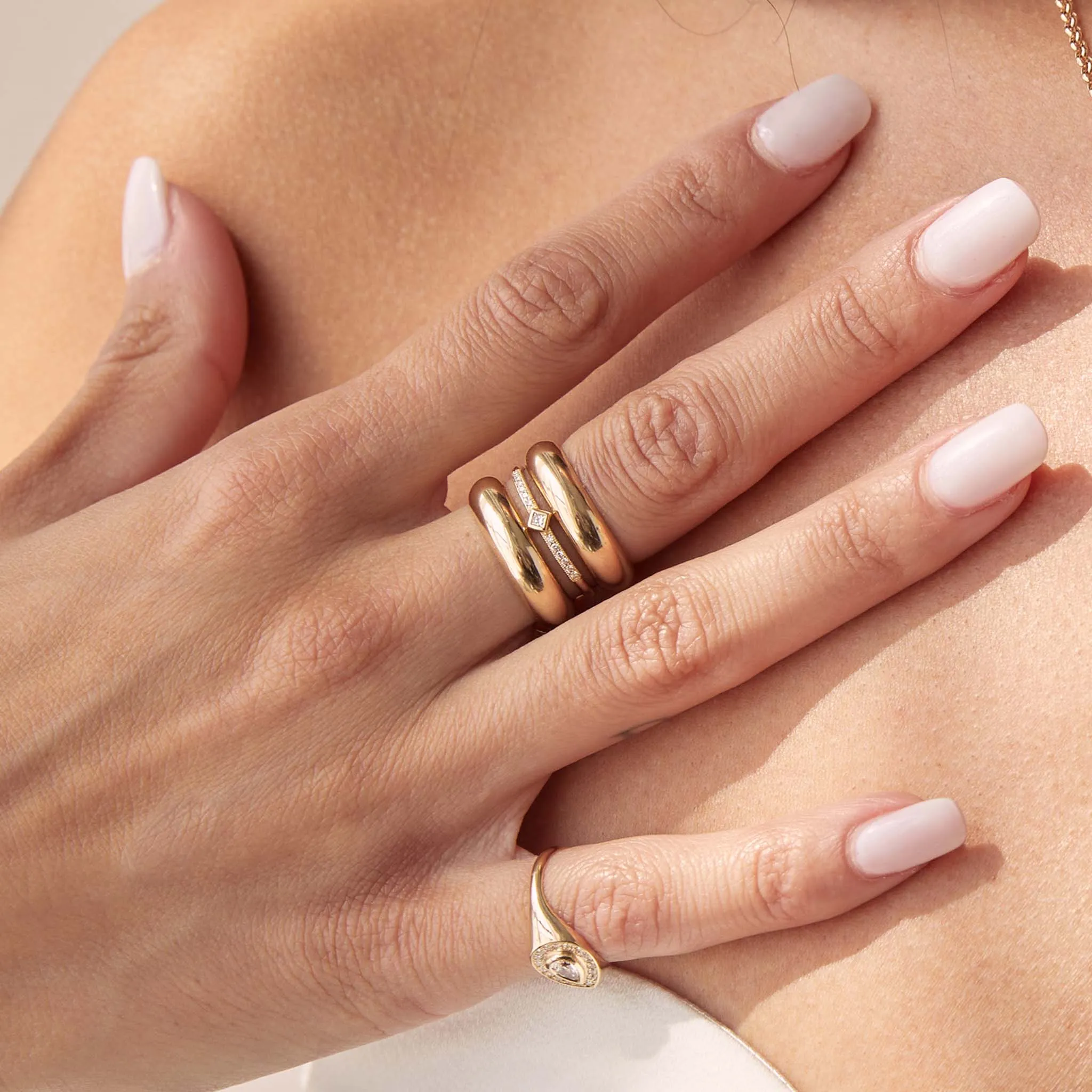 14k Princess Diamond with Demi Pavé Band Ring sold by Zoe Chicco product image thumbnail 2