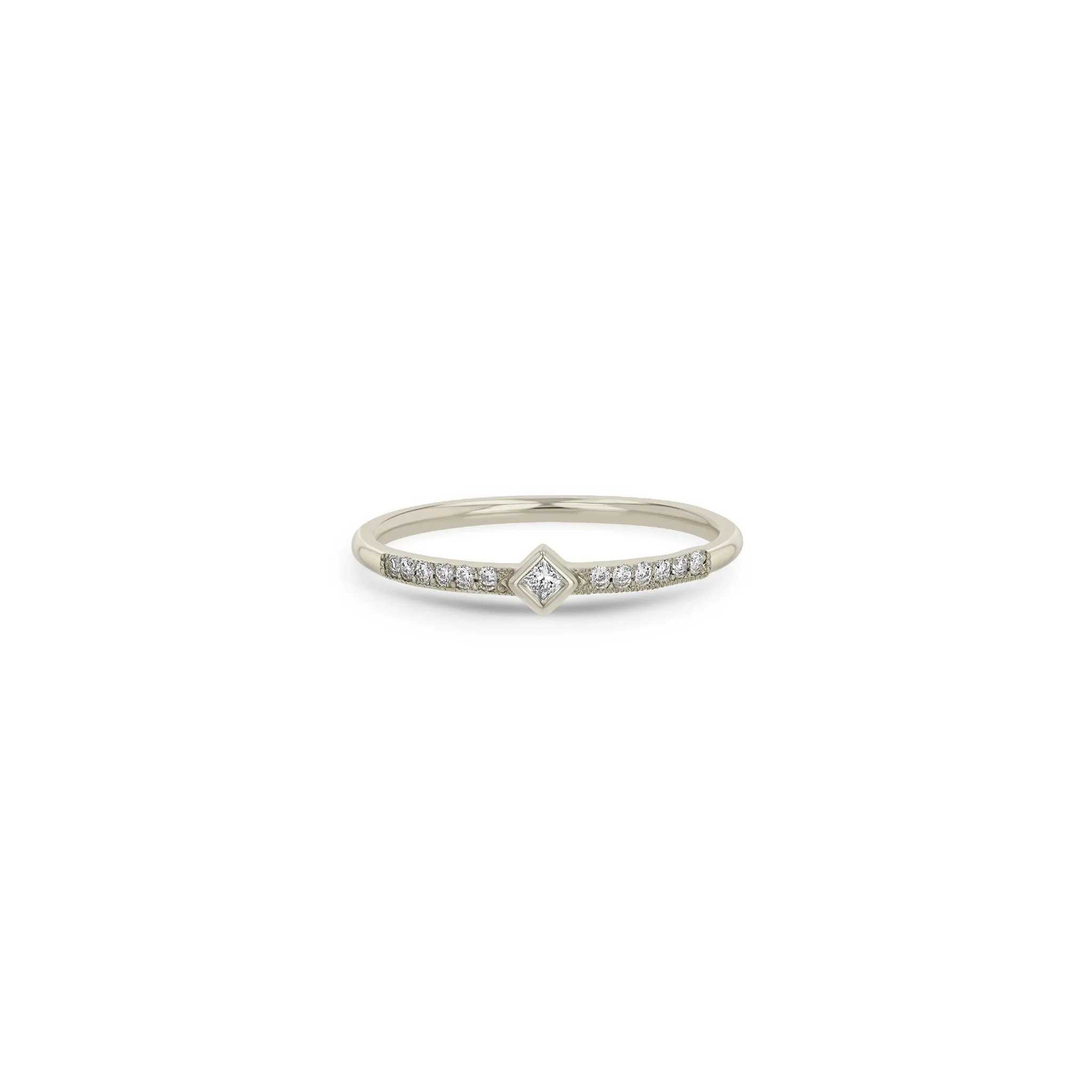 14k Princess Diamond with Demi Pavé Band Ring sold by Zoe Chicco product image thumbnail 5