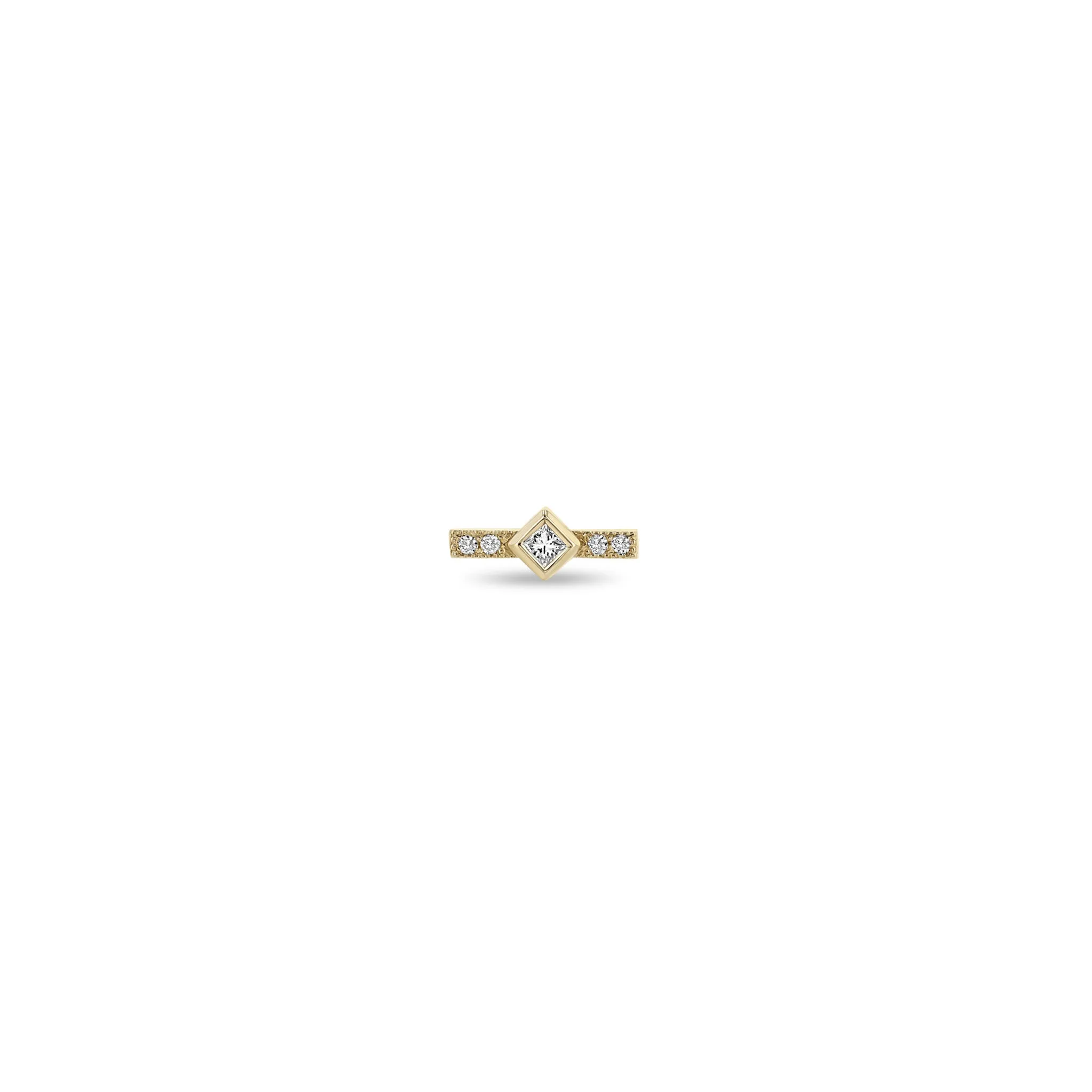 14k Princess Diamond & Diamond Bar Studs sold by Zoe Chicco product image thumbnail 5