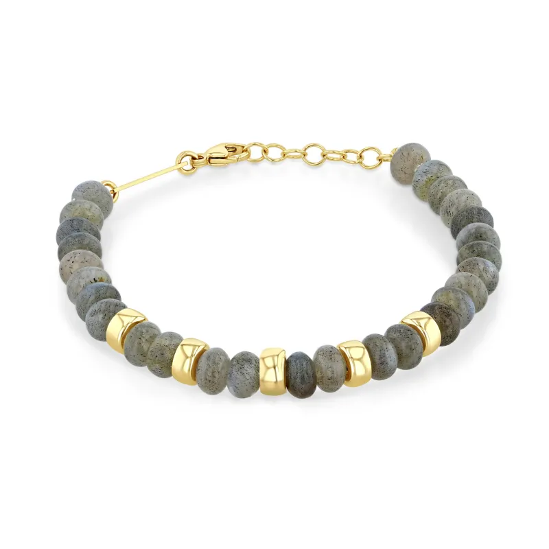 14k Gold & Labradorite Rondelle Bead Bracelet sold by Zoe Chicco