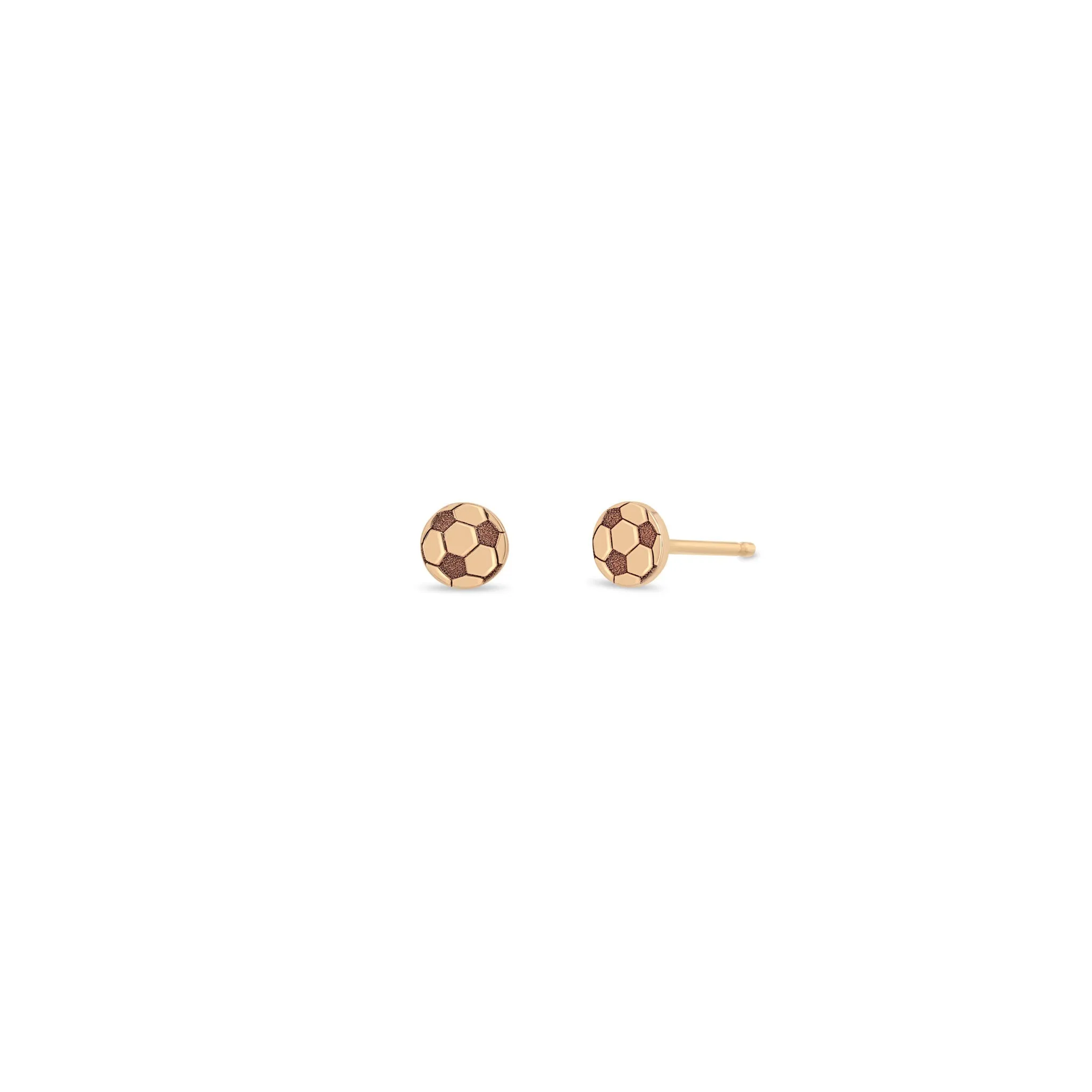 14k Itty Bitty Soccer Ball Stud sold by Zoe Chicco product image thumbnail 5