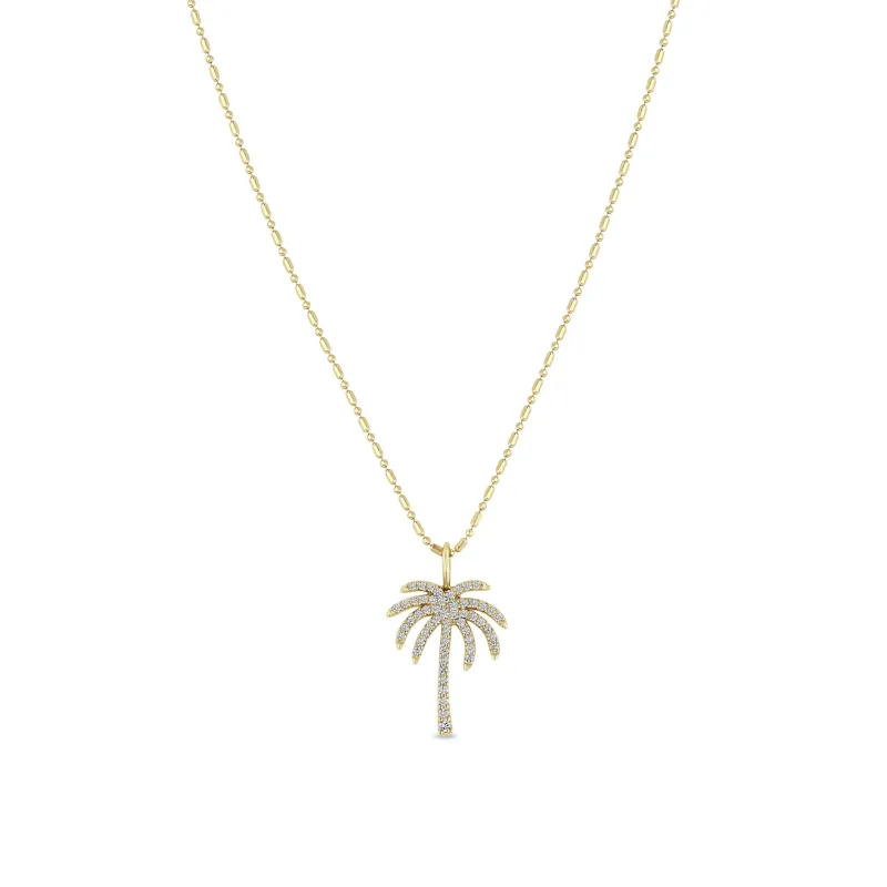 14k Pavé Diamond Palm Tree Necklace sold by Zoe Chicco