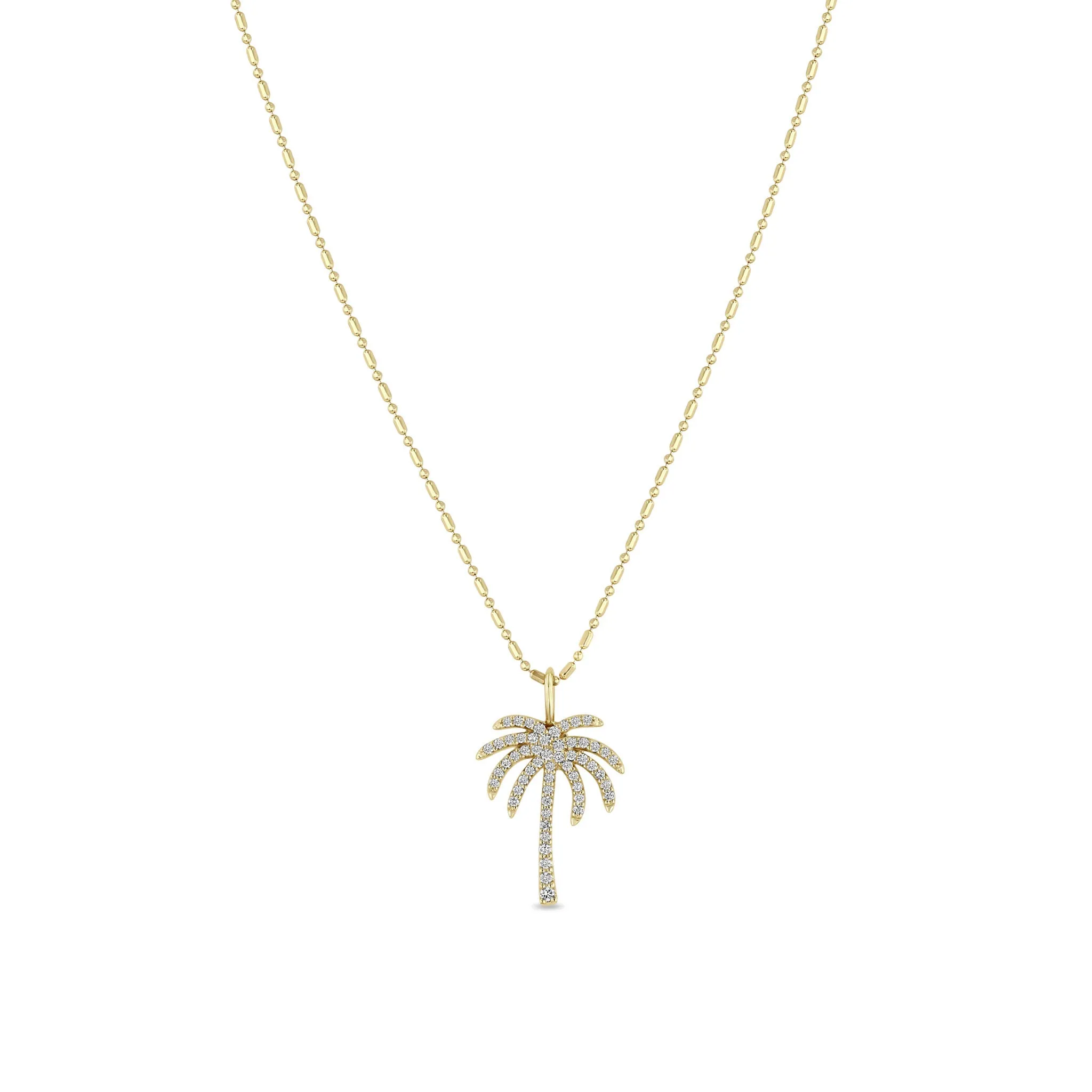 14k Pavé Diamond Palm Tree Necklace sold by Zoe Chicco