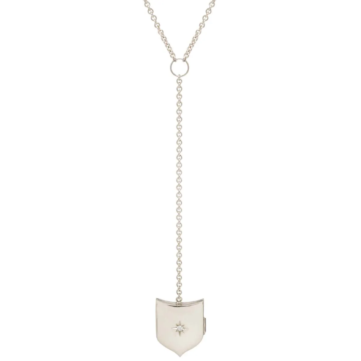 14k Star Set Diamond Shield Locket Lariat Necklace - SALE sold by Zoe Chicco