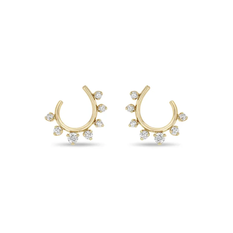 14k Graduated Prong Diamond Front to Back Circle Hoops sold by Zoe Chicco