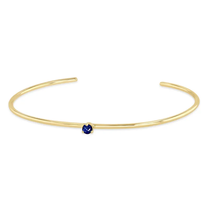 14k Single Prong Blue Sapphire Cuff - SALE sold by Zoe Chicco