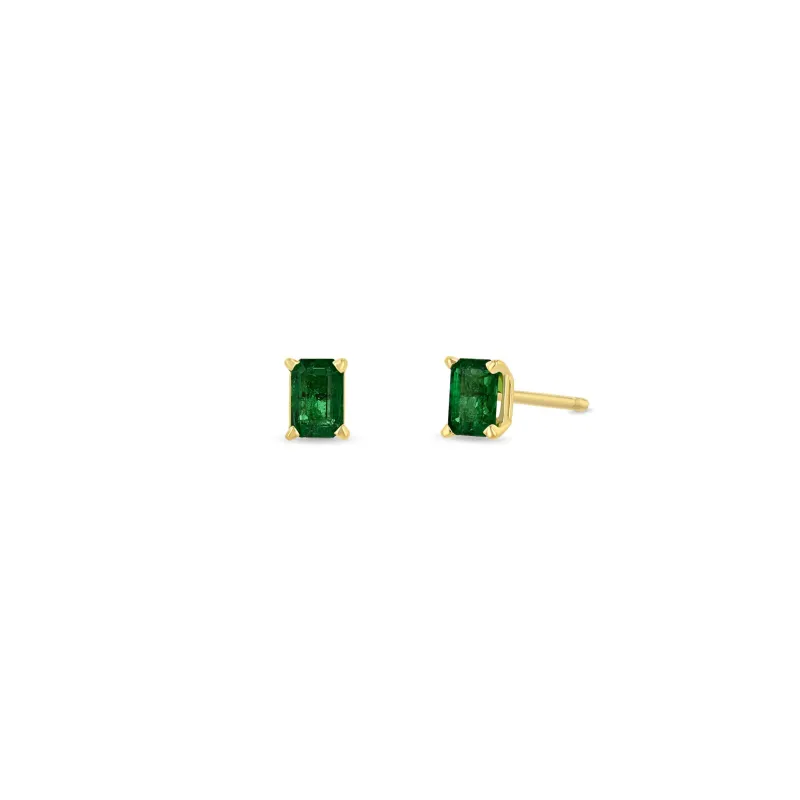 14k Emerald Cut Emerald Studs sold by Zoe Chicco