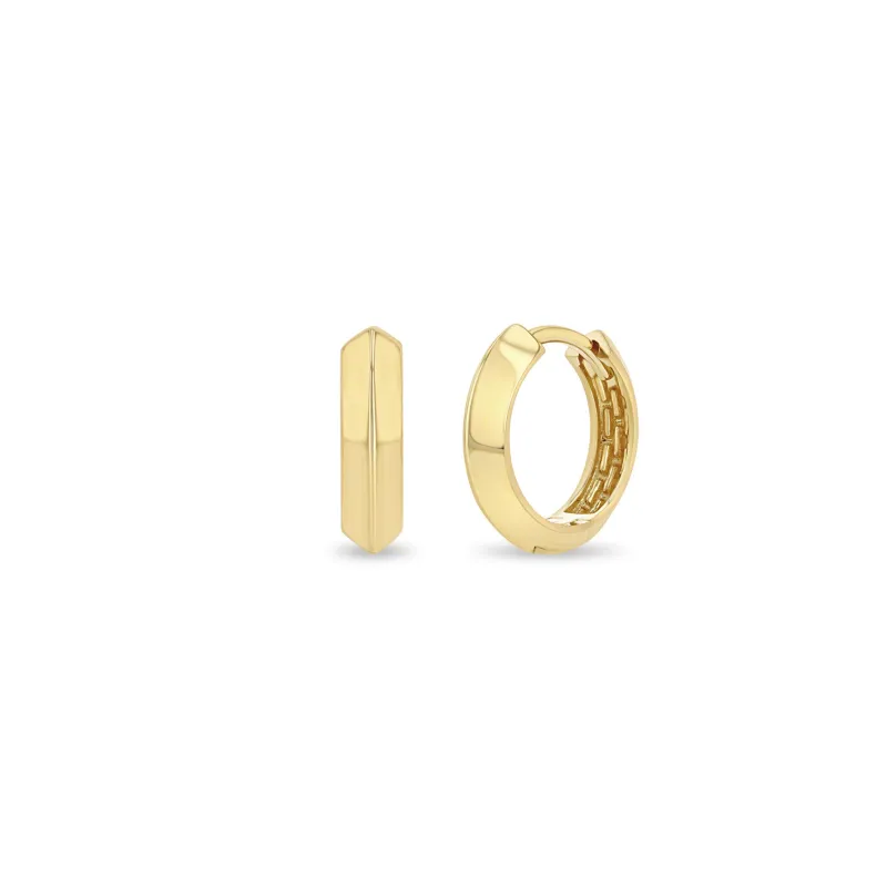14k Gold Knife Edge Hinge Huggie Hoops sold by Zoe Chicco