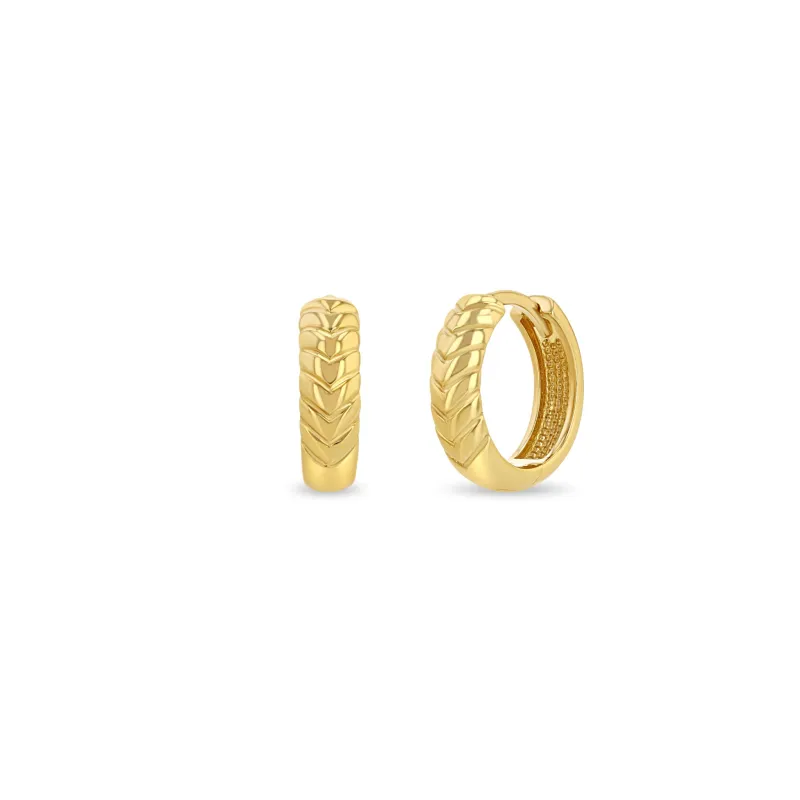 14k Gold Braided Hinge Huggie Hoops sold by Zoe Chicco