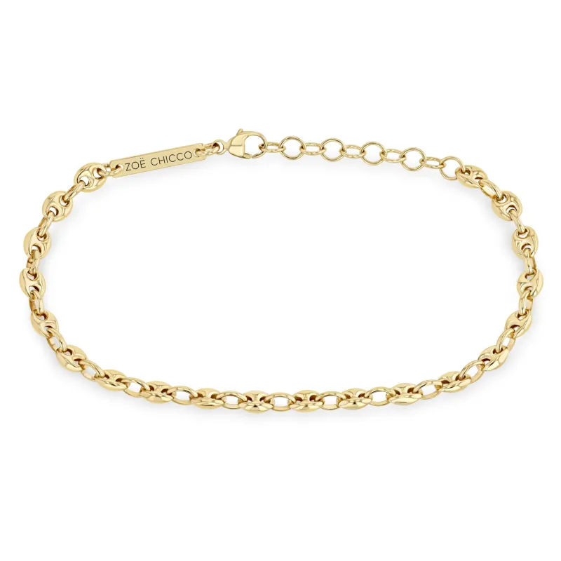 14k Gold Small Puffed Mariner Chain Bracelet sold by Zoe Chicco
