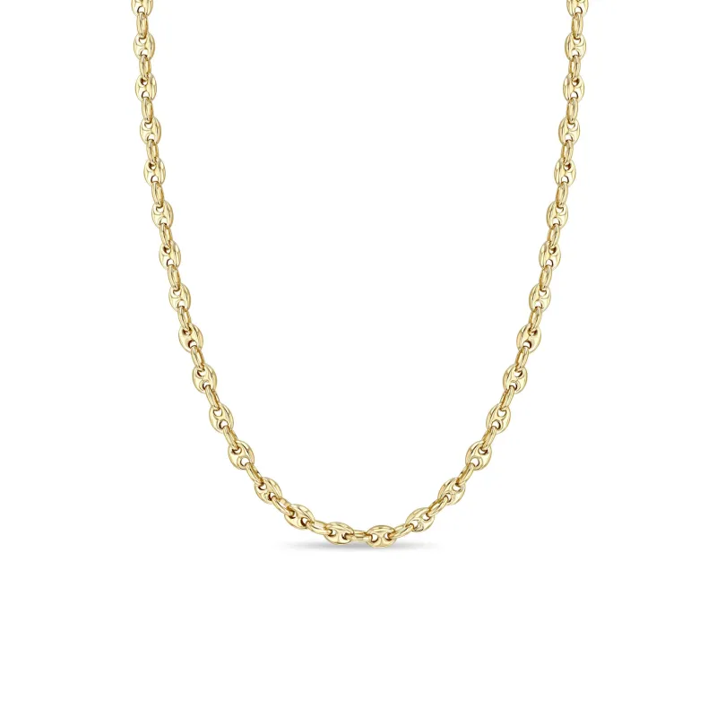 14k Gold Small Puffed Mariner Chain Necklace sold by Zoe Chicco