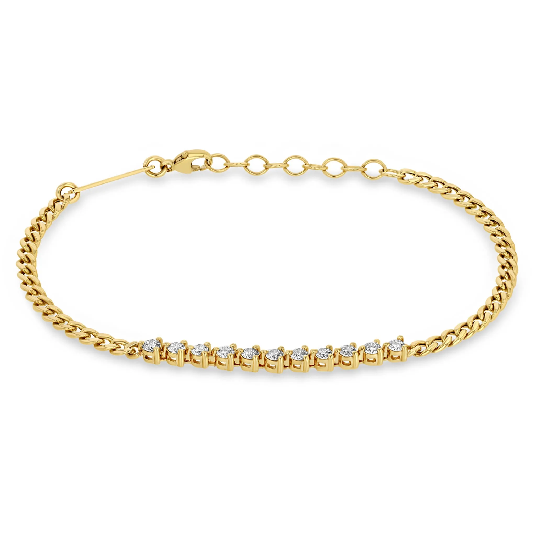 14k Diamond Tennis Segment Small Curb Chain Bracelet sold by Zoe Chicco