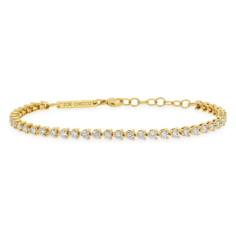 14k 3 Prong Diamond Tennis Bracelet sold by Zoe Chicco