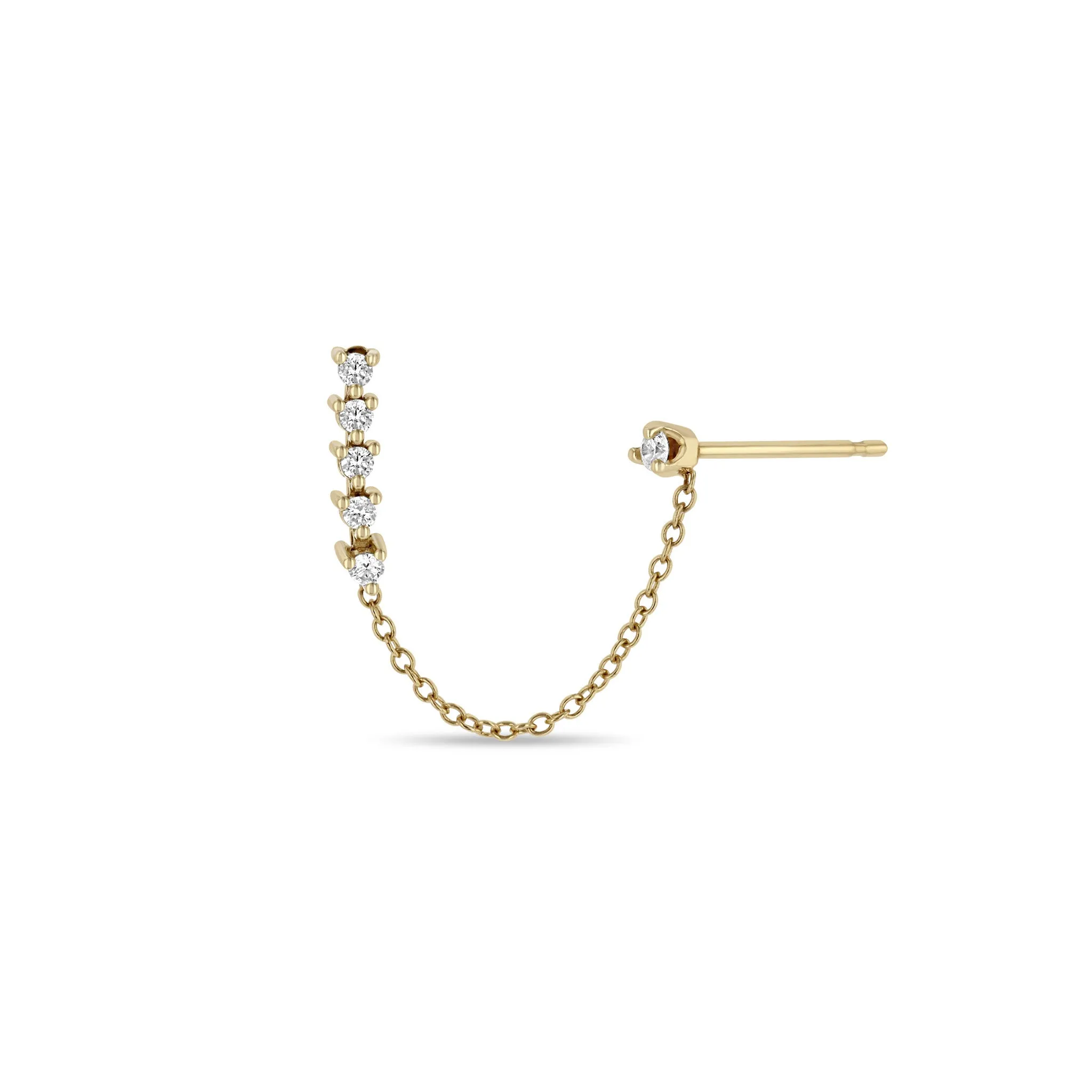 14k Tennis & Prong Diamond Double Stud Chain Earring sold by Zoe Chicco