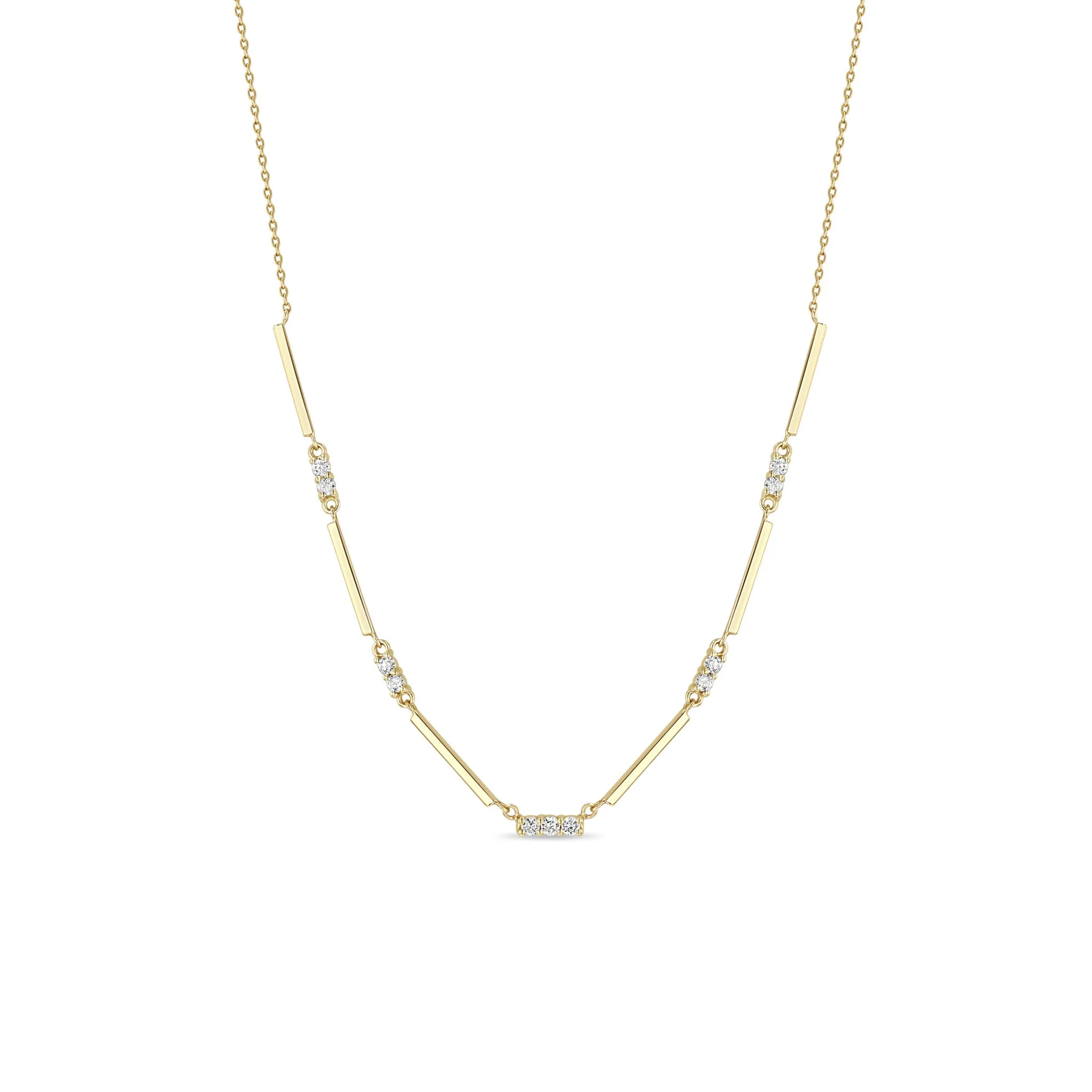 14k Mixed Gold & Diamond Bar Station Necklace sold by Zoe Chicco