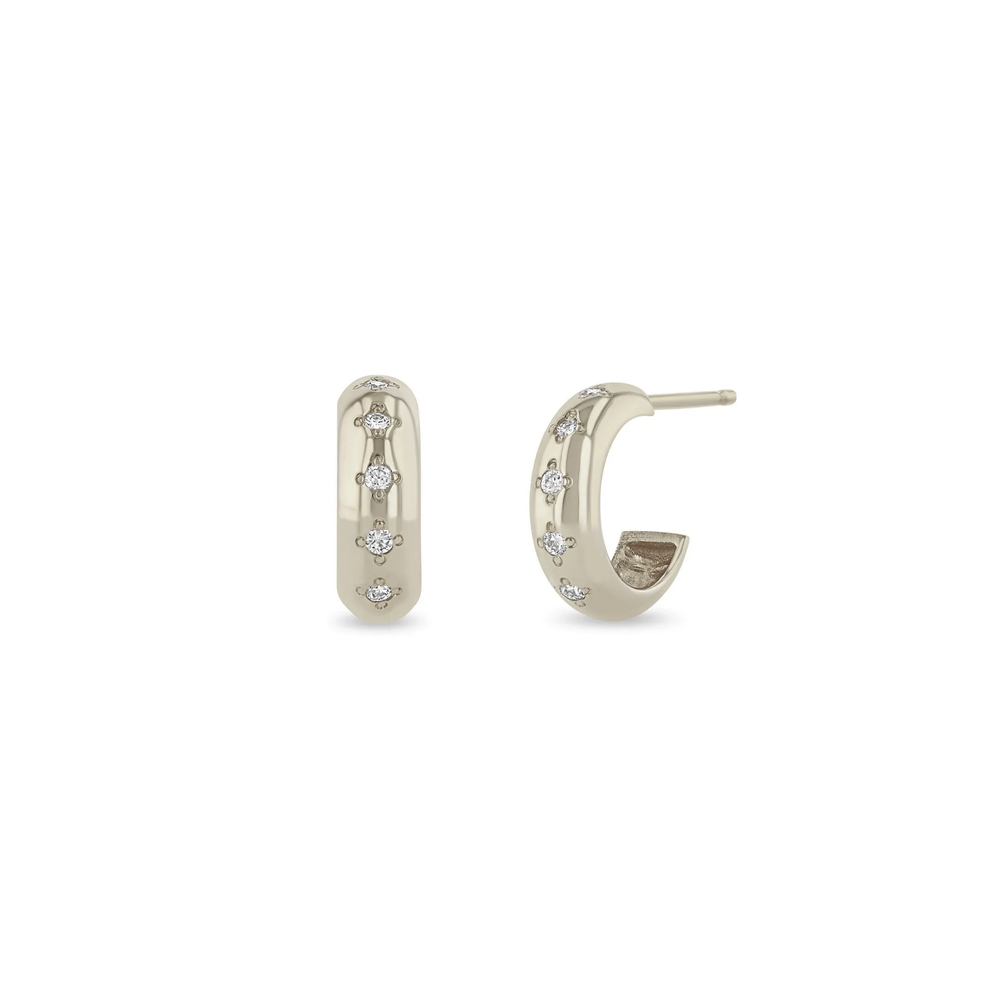 14k 5 Diamond Chubby Huggie Hoops sold by Zoe Chicco product image thumbnail 5