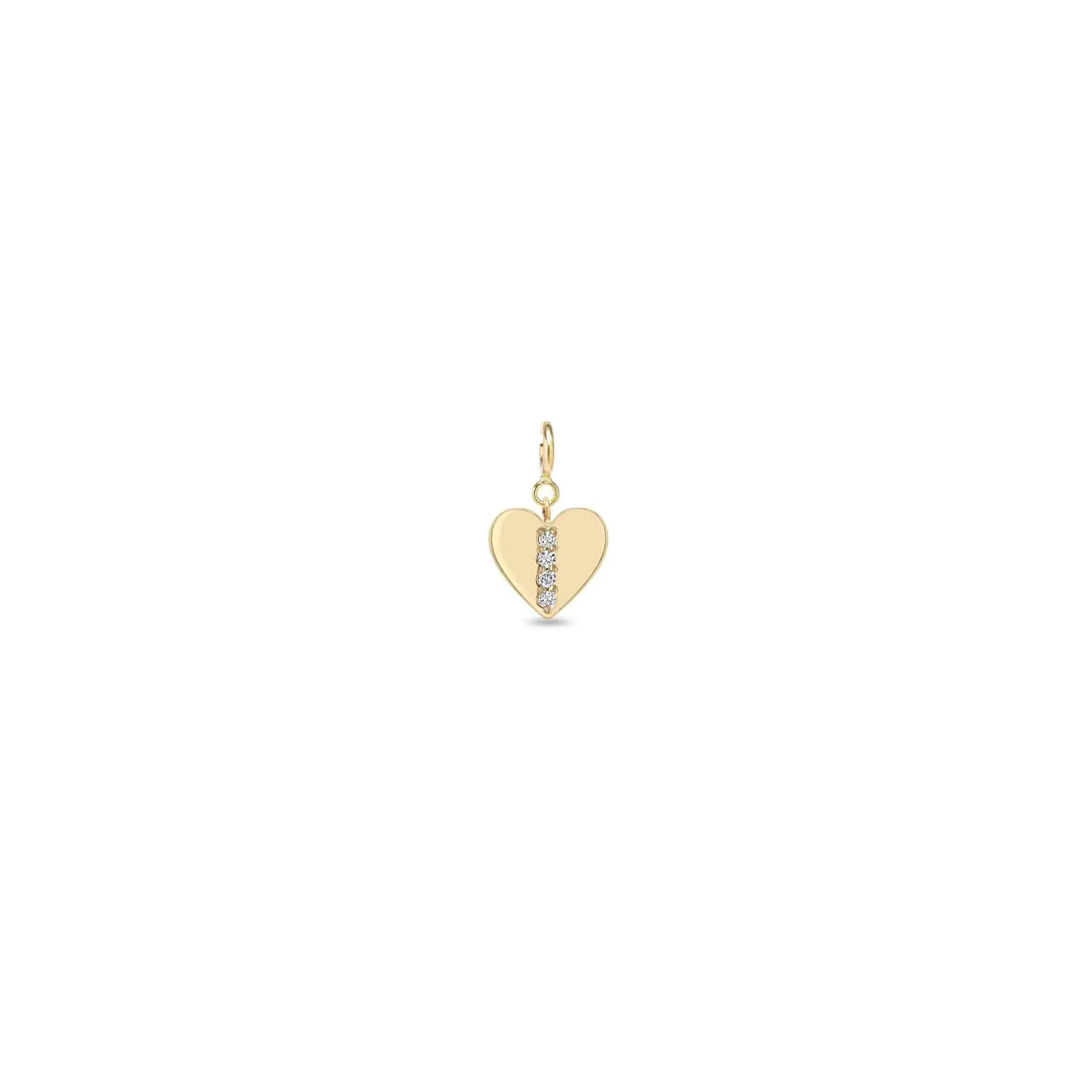 14k Single Midi Bitty Pavé Diamond Line Heart Charm sold by Zoe Chicco product image thumbnail 2