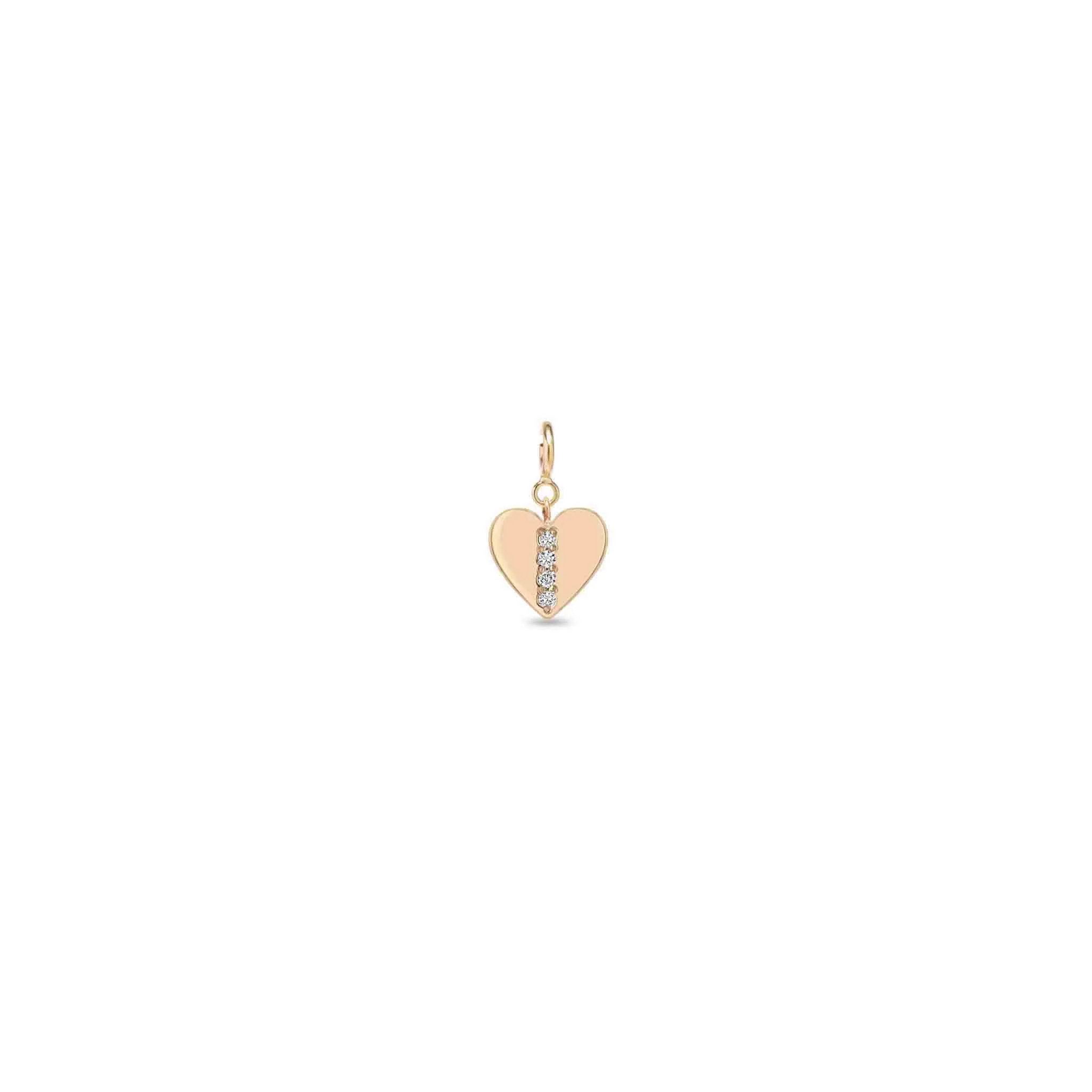 14k Single Midi Bitty Pavé Diamond Line Heart Charm sold by Zoe Chicco product image thumbnail 4