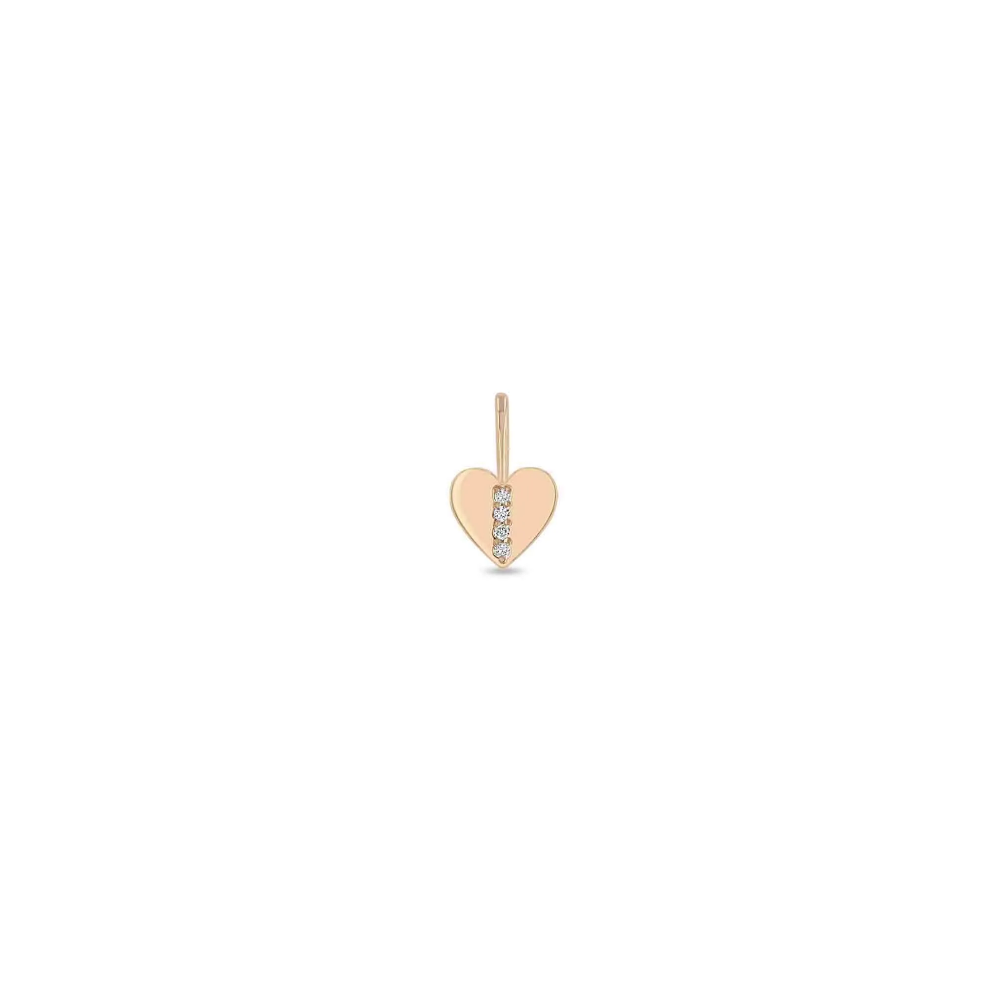 14k Single Midi Bitty Pavé Diamond Line Heart Charm sold by Zoe Chicco product image thumbnail 3