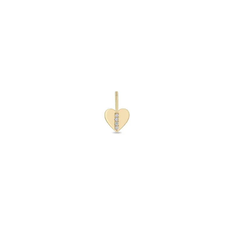 14k Single Midi Bitty Pavé Diamond Line Heart Charm sold by Zoe Chicco