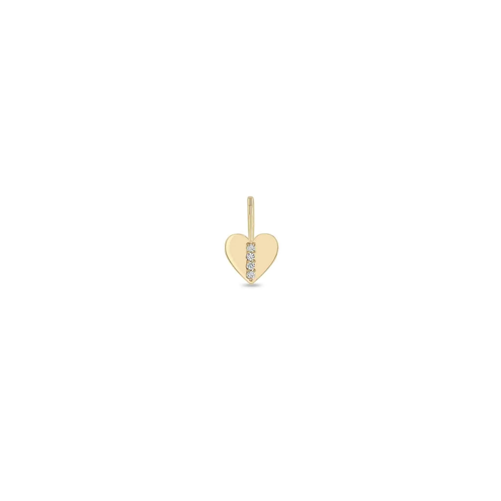 14k Single Midi Bitty Pavé Diamond Line Heart Charm sold by Zoe Chicco