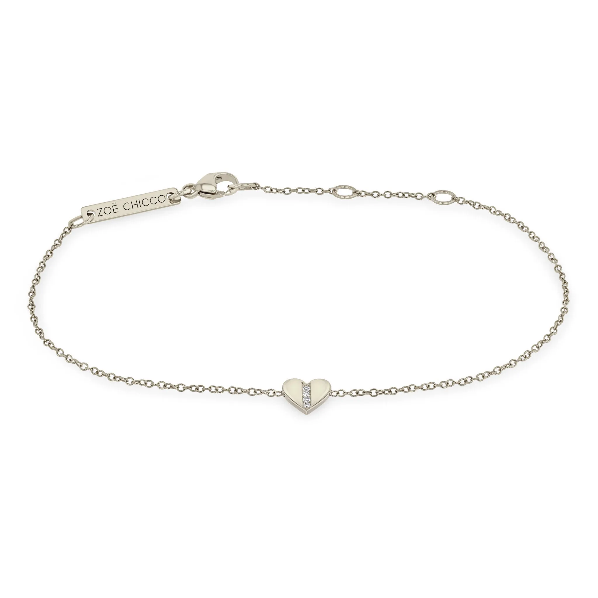 14k Midi Bitty Pavé Diamond Line Heart Bracelet sold by Zoe Chicco product image thumbnail 4