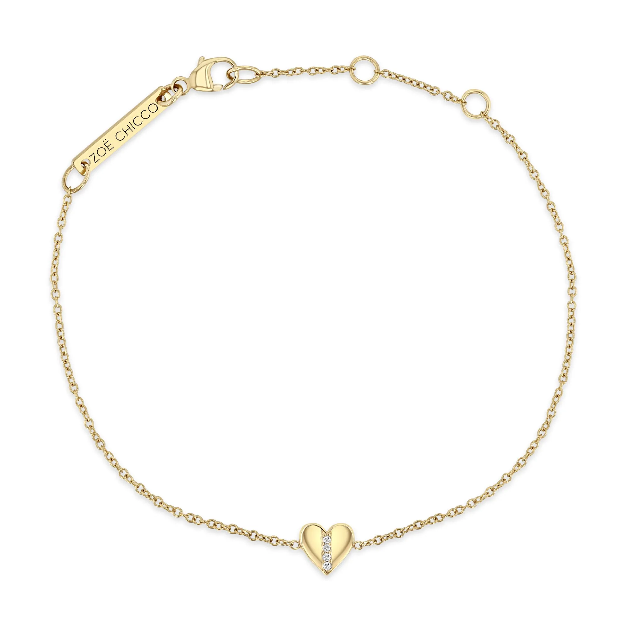 14k Midi Bitty Pavé Diamond Line Heart Bracelet sold by Zoe Chicco product image thumbnail 2