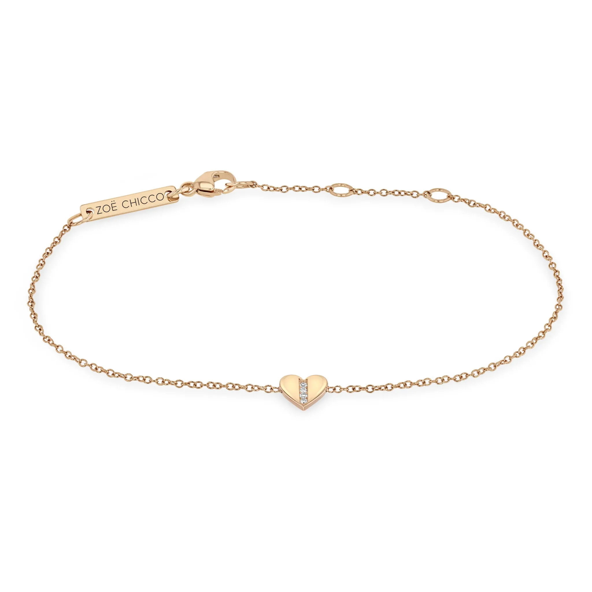 14k Midi Bitty Pavé Diamond Line Heart Bracelet sold by Zoe Chicco product image thumbnail 3
