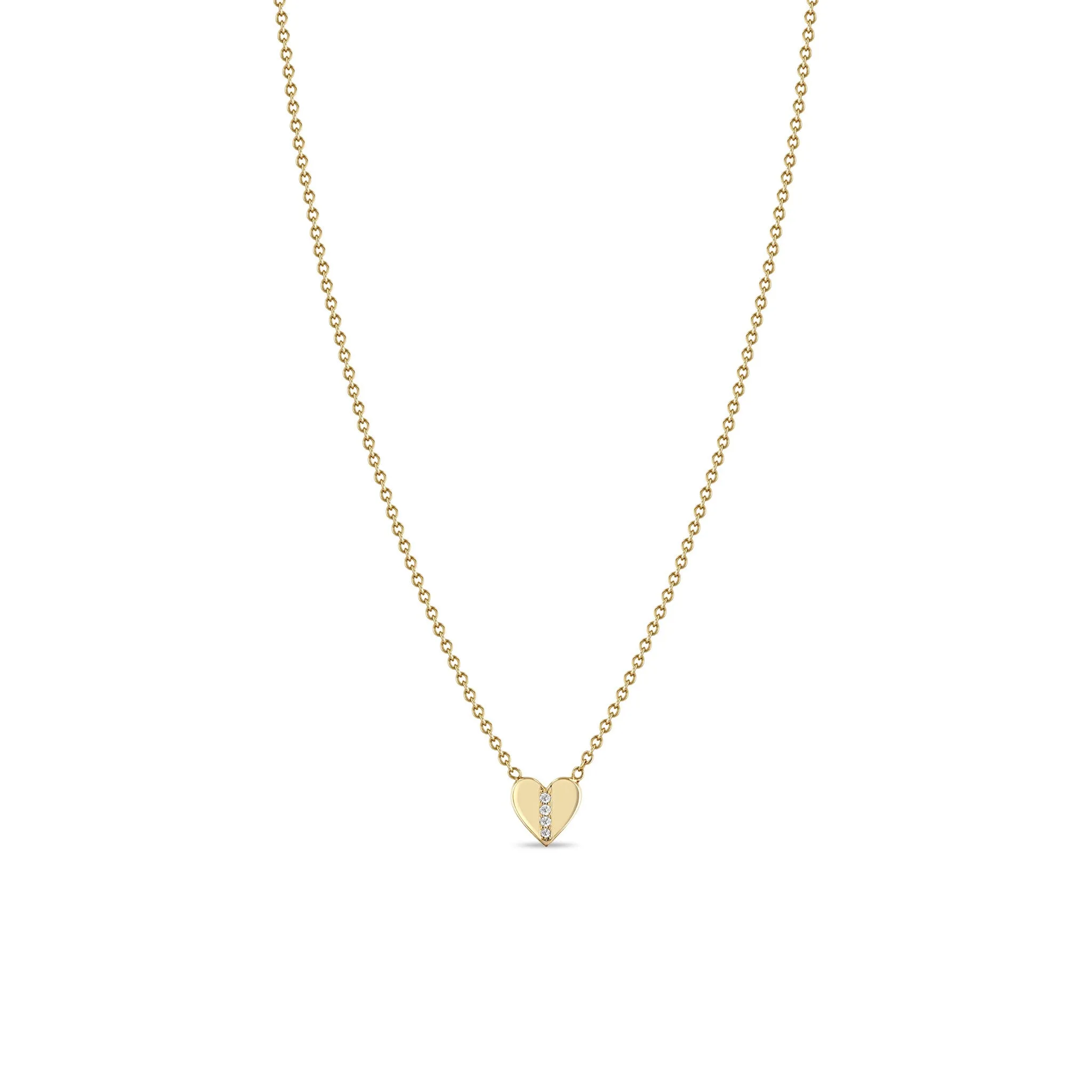 14k Midi Bitty Pavé Diamond Line Heart Necklace sold by Zoe Chicco