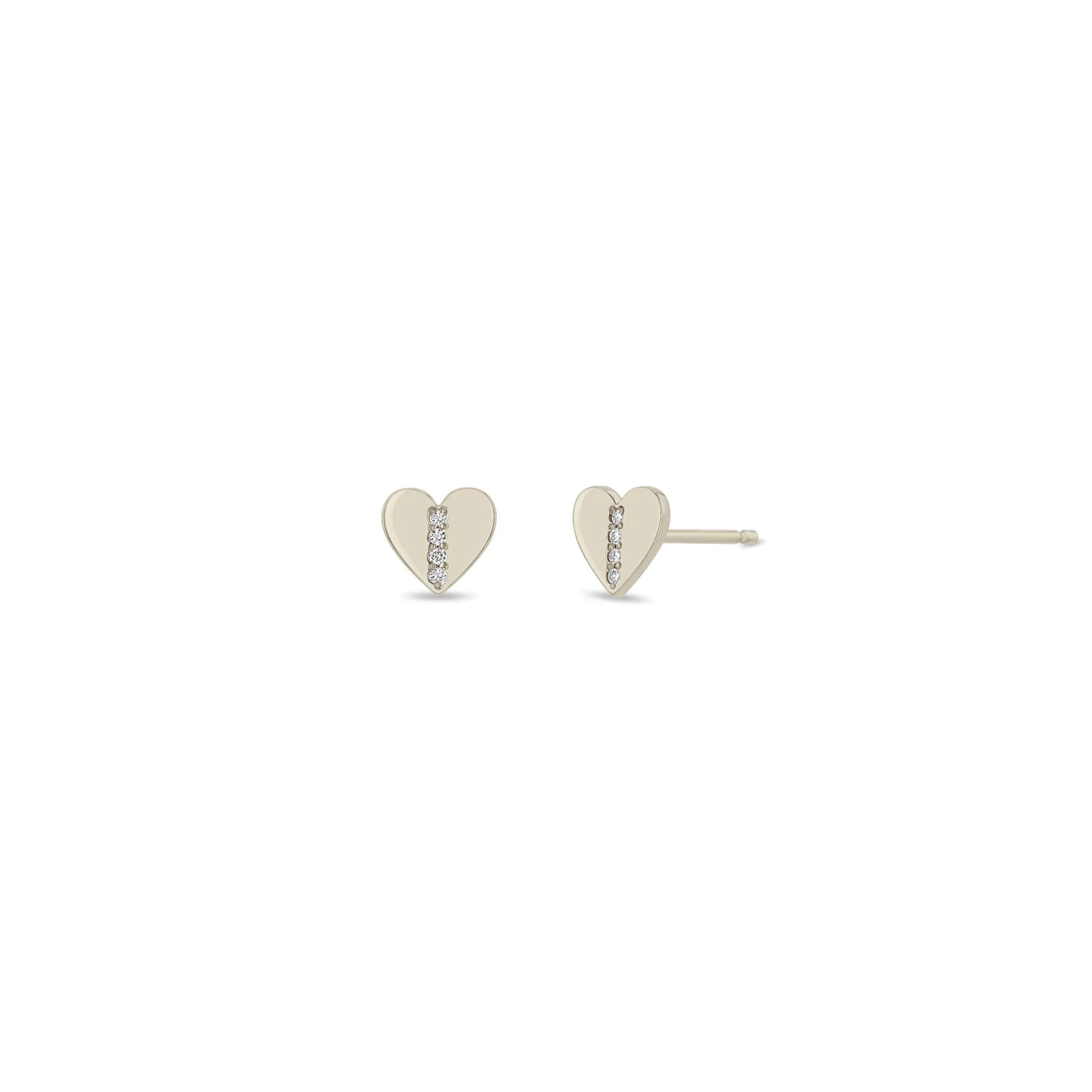 14k Midi Bitty Pavé Diamond Line Heart Studs sold by Zoe Chicco product image thumbnail 3