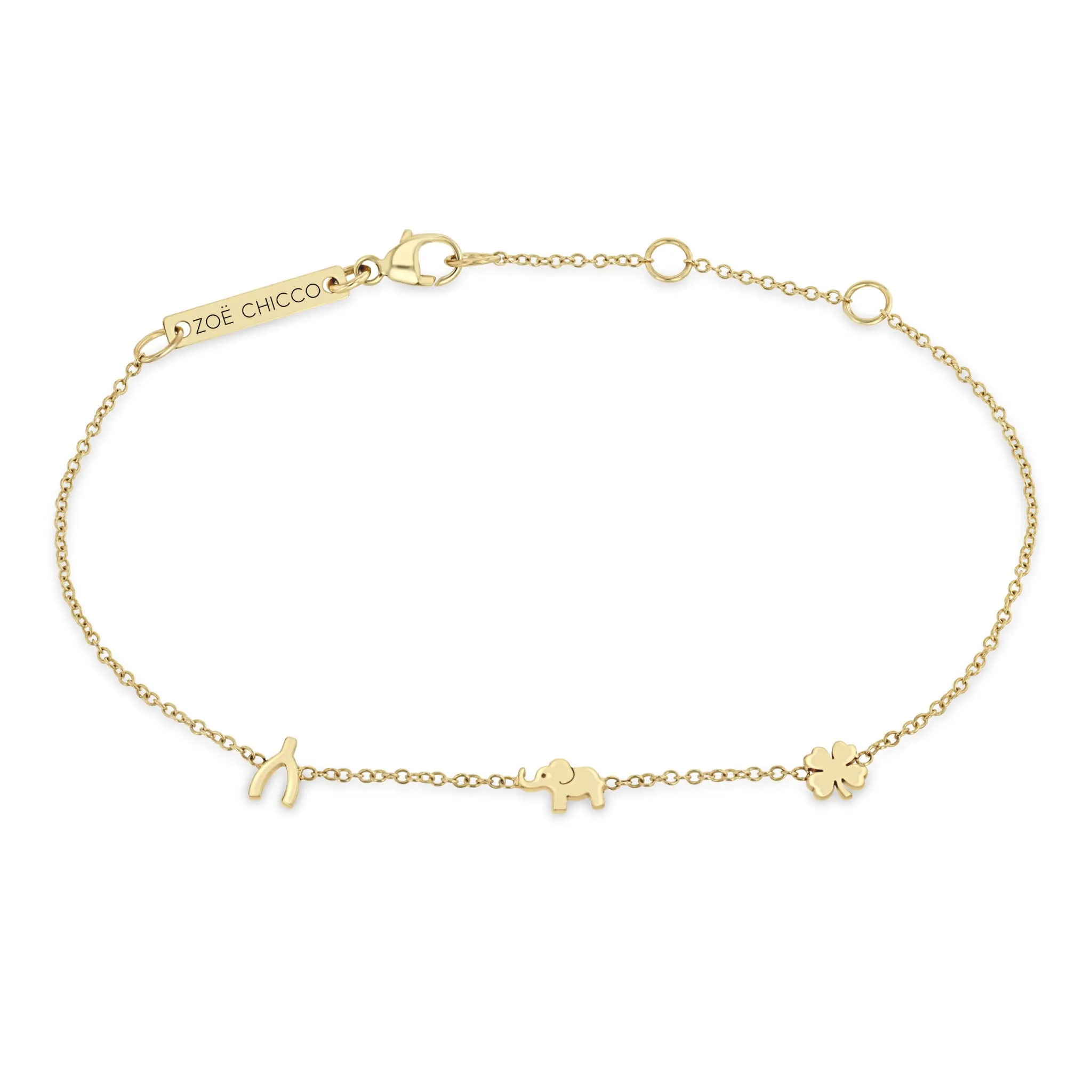 14k Itty Bitty Luck Station Bracelet sold by Zoe Chicco