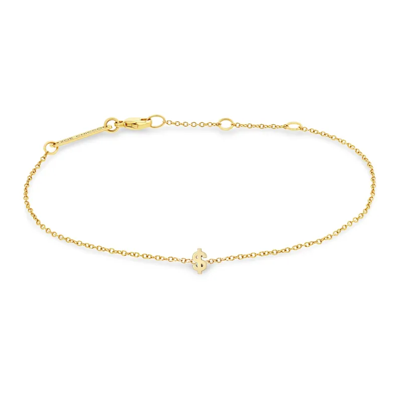 14k Itty Bitty Dollar Sign Bracelet sold by Zoe Chicco