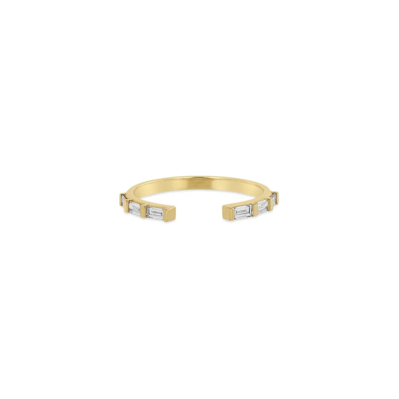 14k 6 Baguette Diamond Open Ring sold by Zoe Chicco