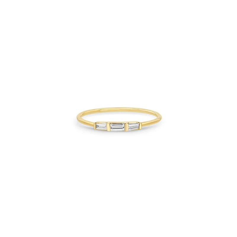 14k Mixed Baguette Diamond 3 Stone Ring sold by Zoe Chicco
