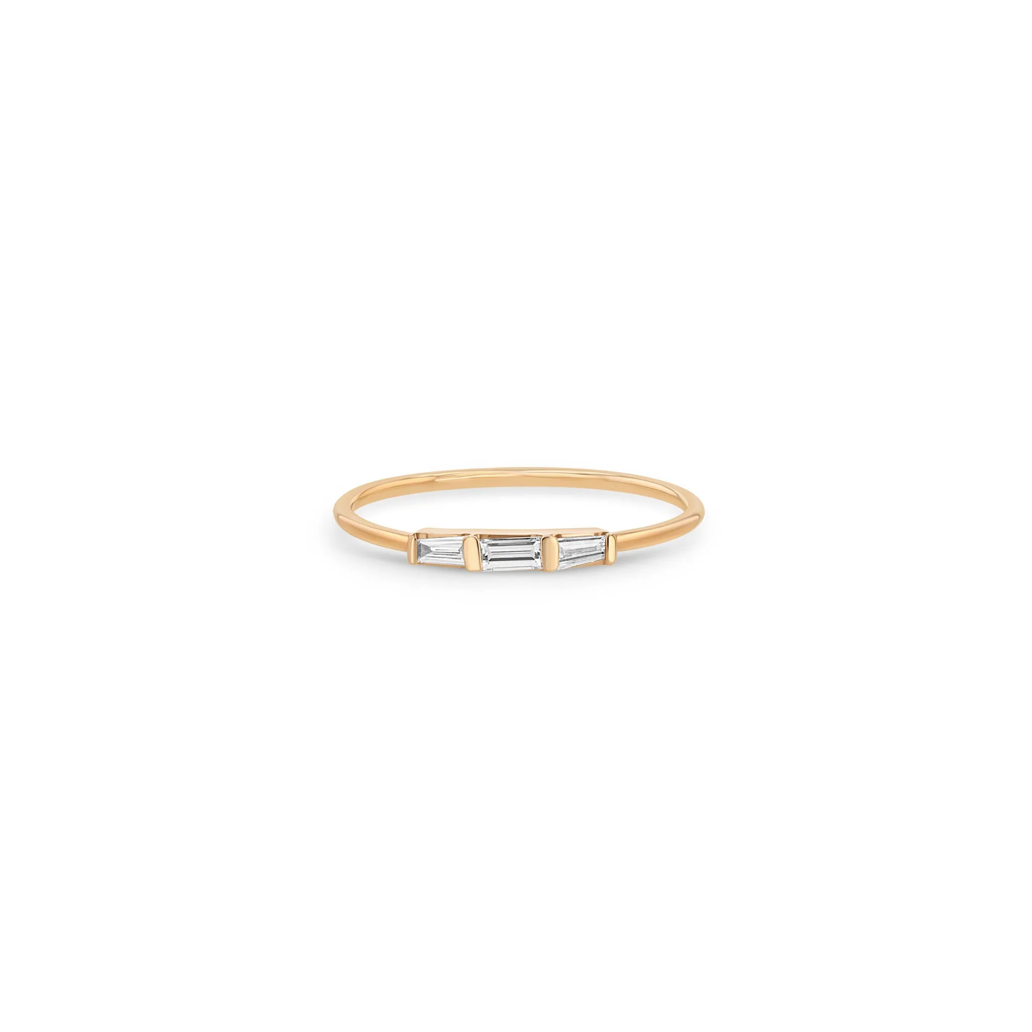 14k Mixed Baguette Diamond 3 Stone Ring sold by Zoe Chicco product image thumbnail 2
