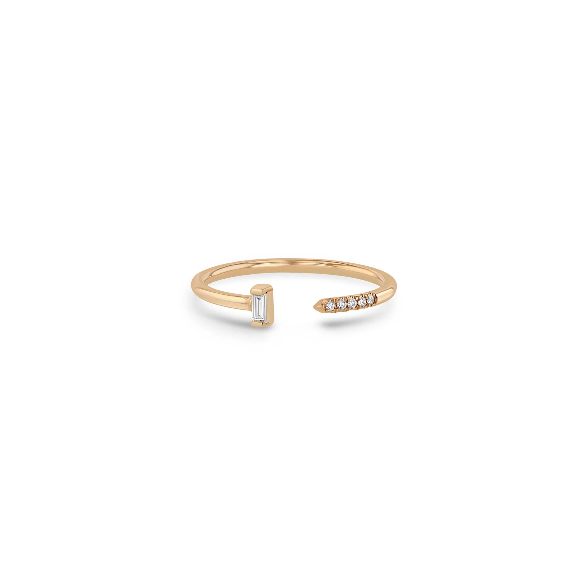 14k Vertical Baguette & Pavé Diamond Open Ring sold by Zoe Chicco product image thumbnail 2