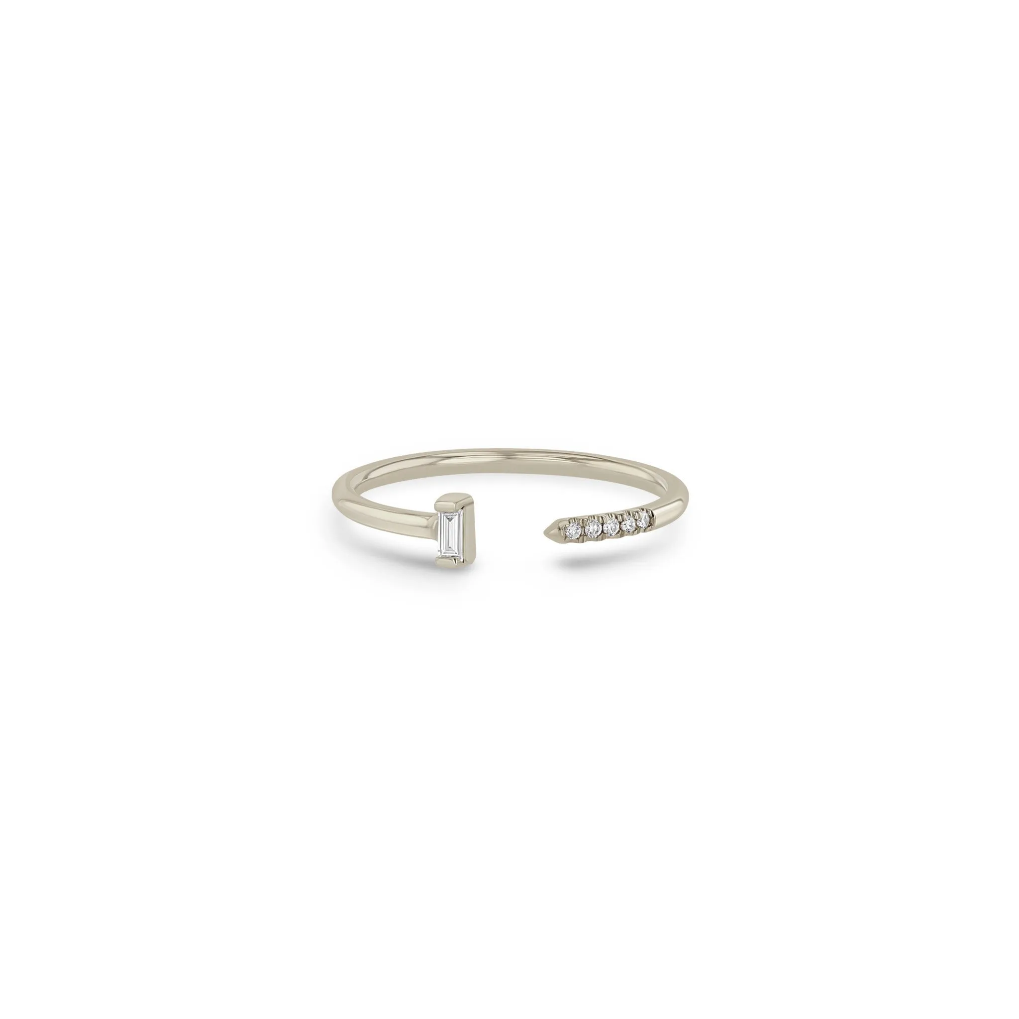 14k Vertical Baguette & Pavé Diamond Open Ring sold by Zoe Chicco product image thumbnail 3