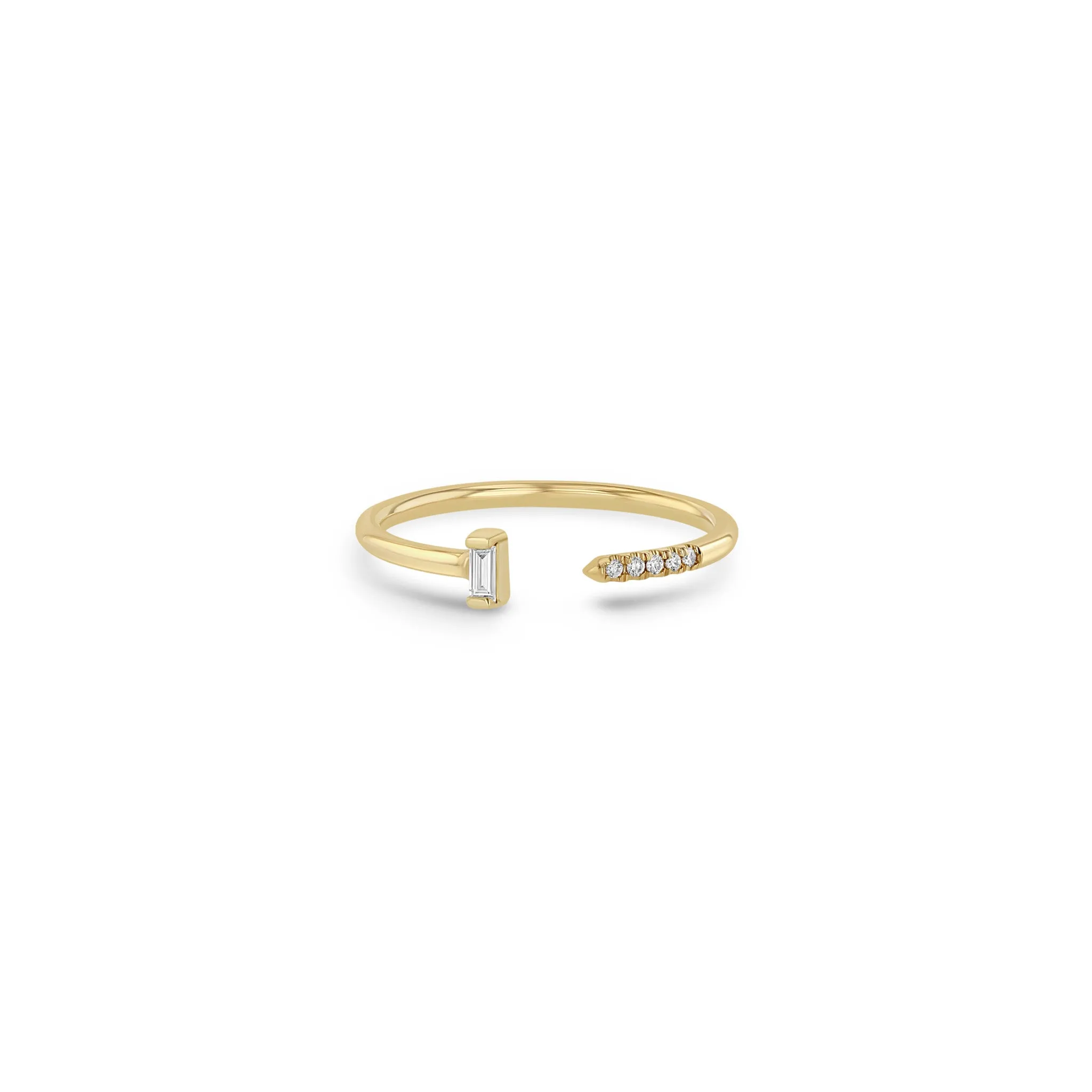 14k Vertical Baguette & Pavé Diamond Open Ring sold by Zoe Chicco