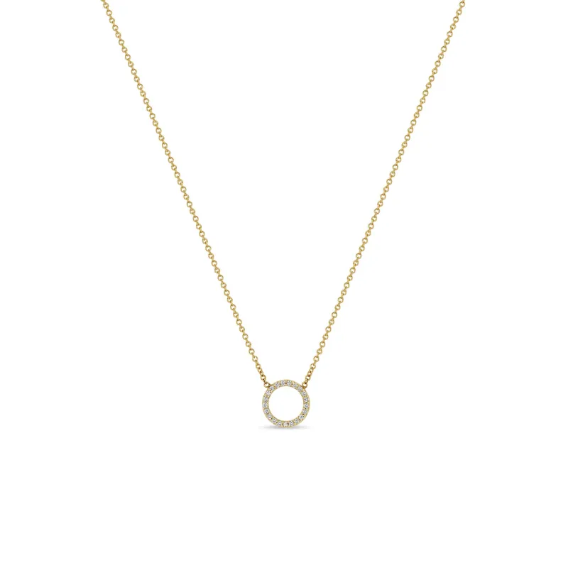 14k Pavé Diamond Circle Necklace sold by Zoe Chicco