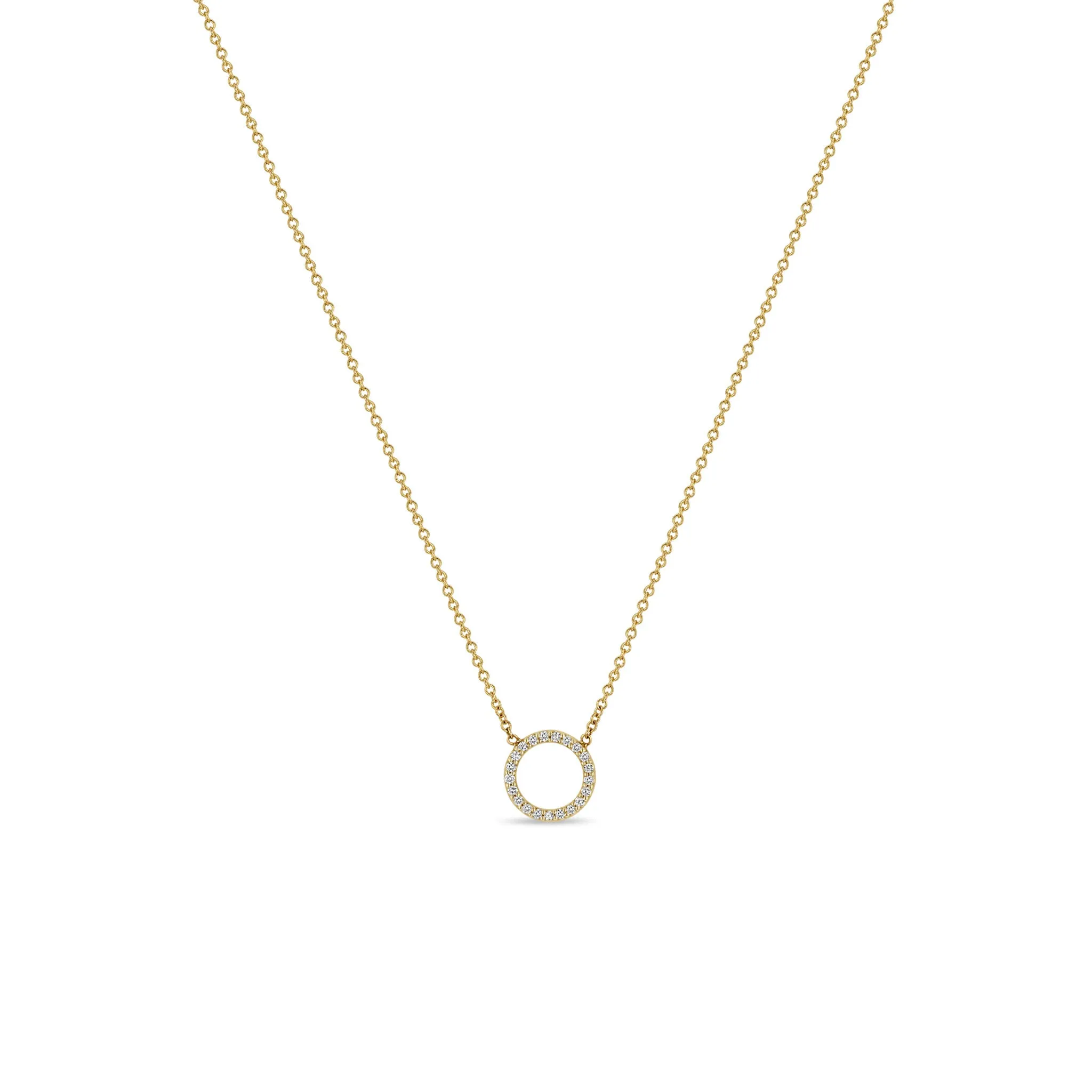 14k Pavé Diamond Circle Necklace sold by Zoe Chicco