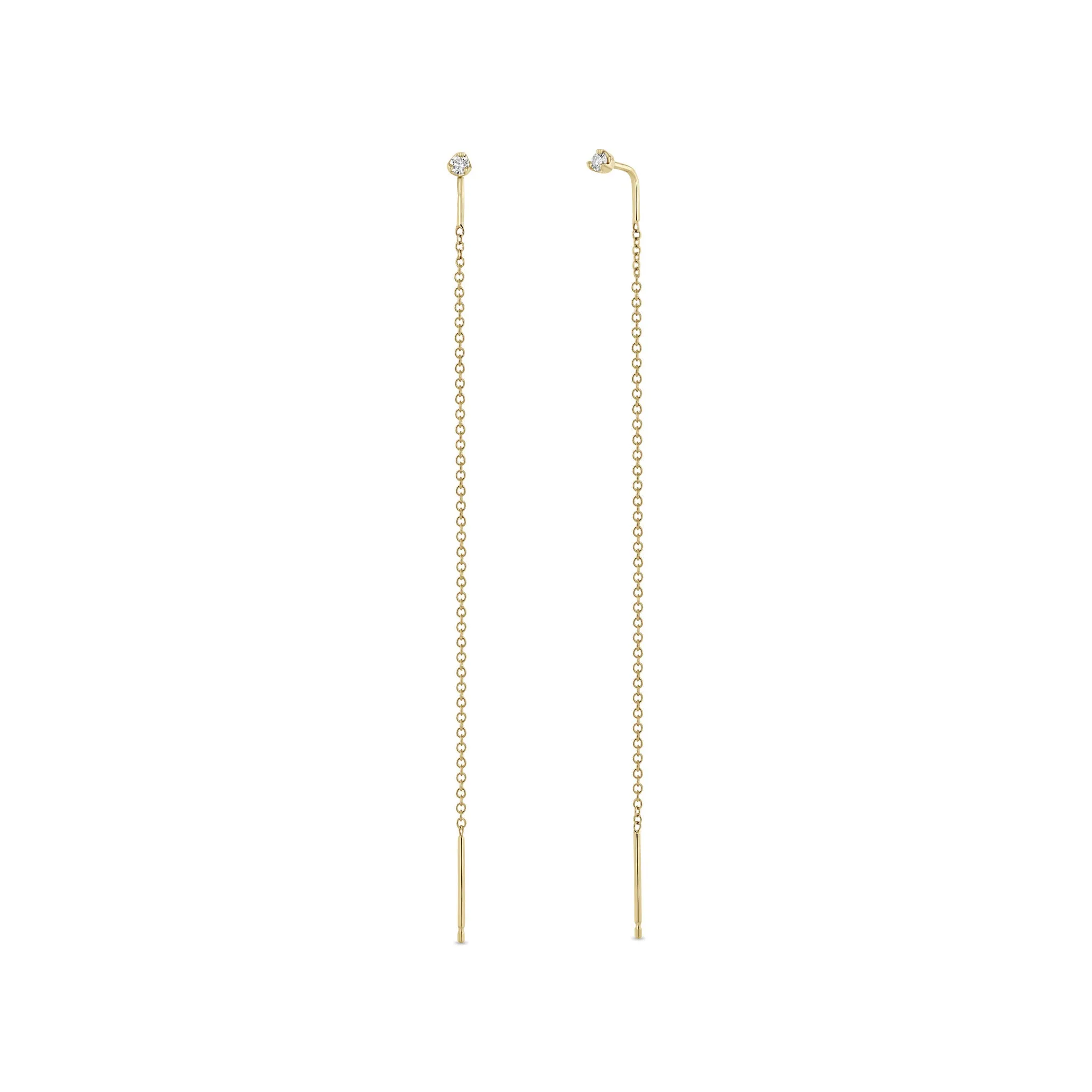 14k Prong Diamond Threader Earrings sold by Zoe Chicco